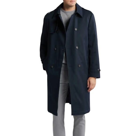 Hart Schaffner Marx Men's Trench Coat 48R Double Breasted Removable Lining - Picture 2 of 10